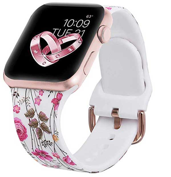 Silikon-Uhrenarmband mit rosa Schmetterling und Blumen