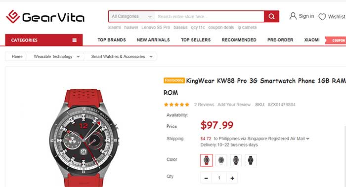 KingWear KW88 Pro 3G Smartwatch -Gutscheincode