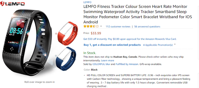 LEMFO Fitness Tracker & Smartwatch Deal bei Amazon Gutscheincode Inside